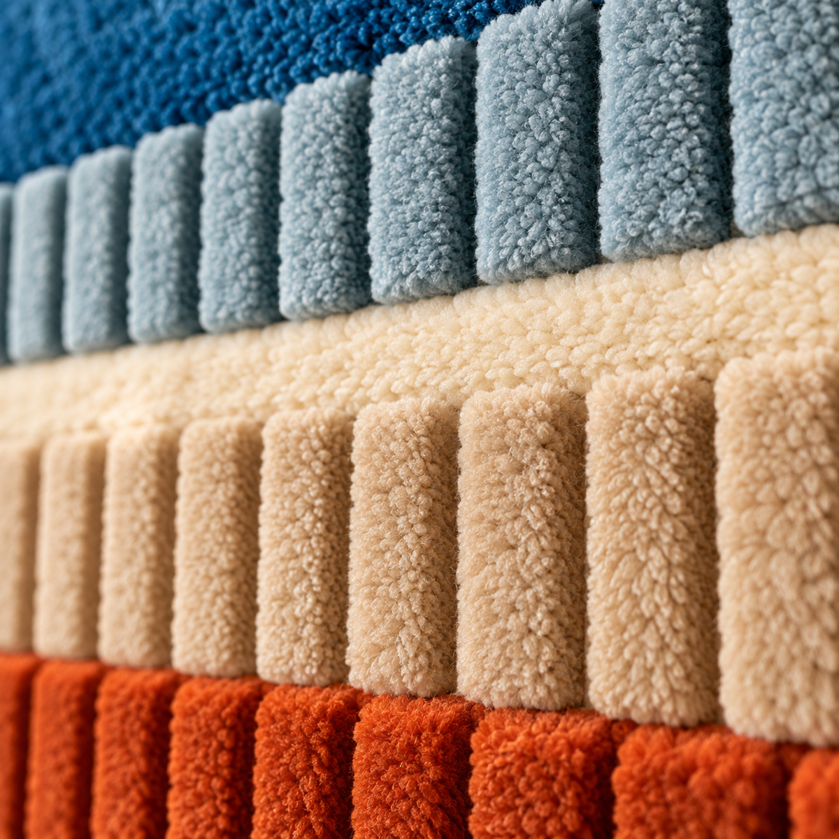 Close-up of Hewn Earth Tidal Ember Rib Bands wall art showing textured, ribbed design with warm ember tones.