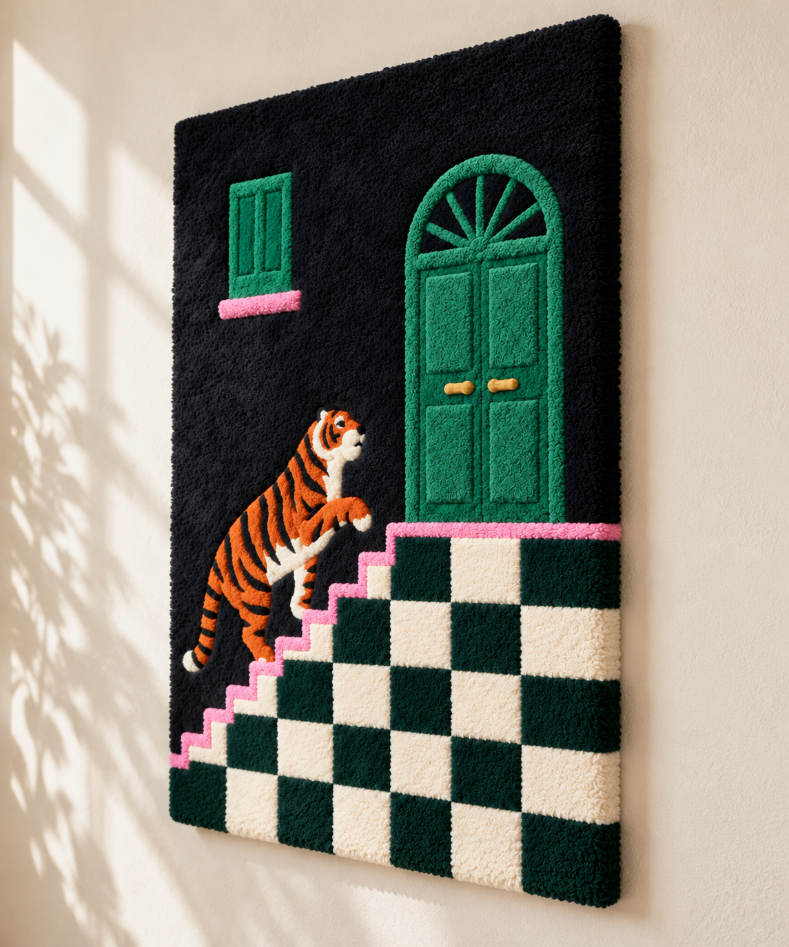 Tiger at the Emerald Door — angled relief view