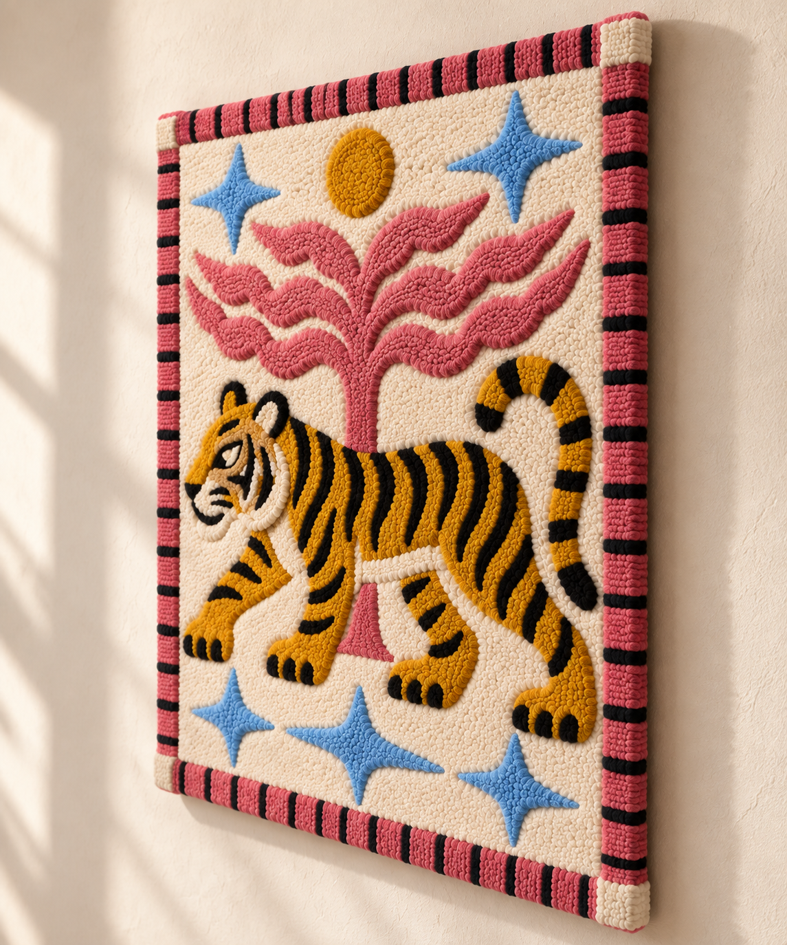 Tiger Beneath the Rose Tree — angled relief view