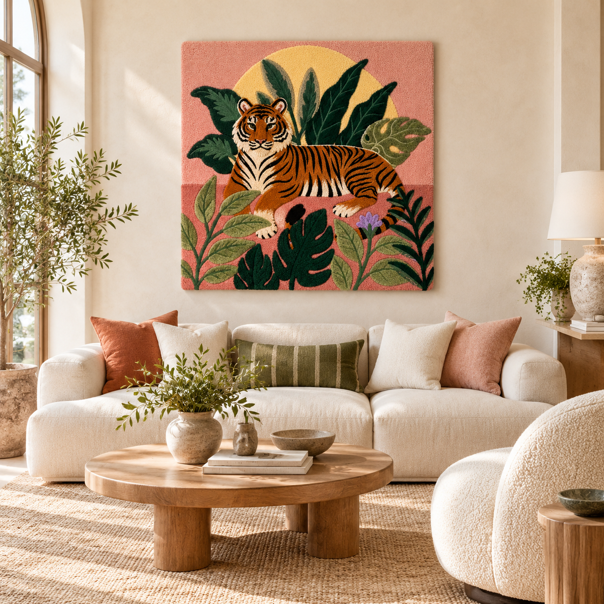 Tiger in the Rose Garden — front-facing room scene