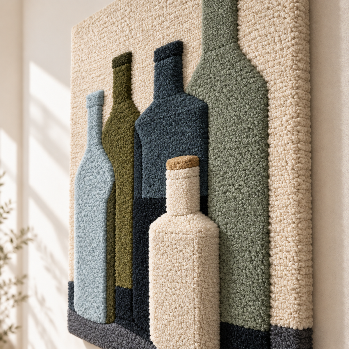 Five Quiet Bottles by Treechild — angled relief view