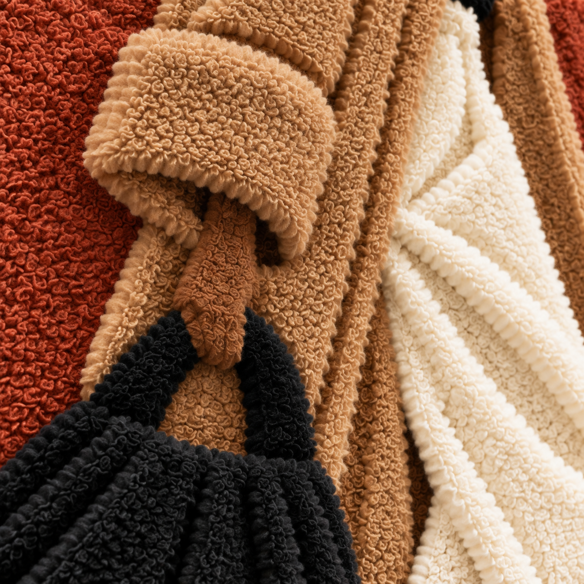 Trench Coat in Motion — tufted wool texture detail