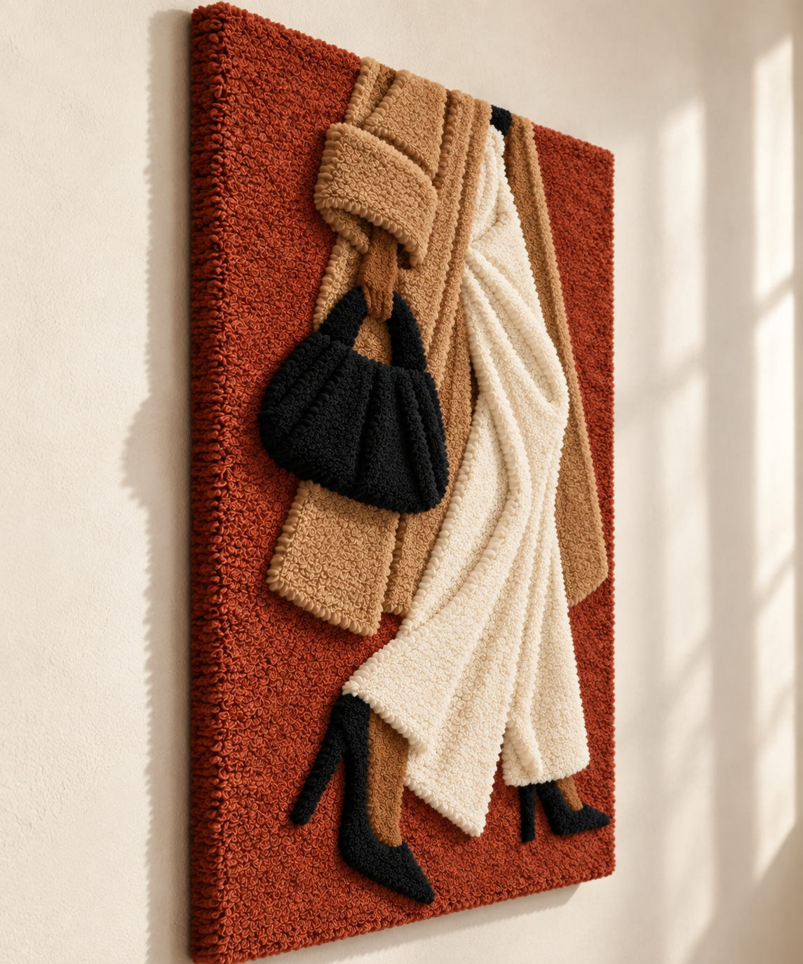 Trench Coat in Motion — angled relief view