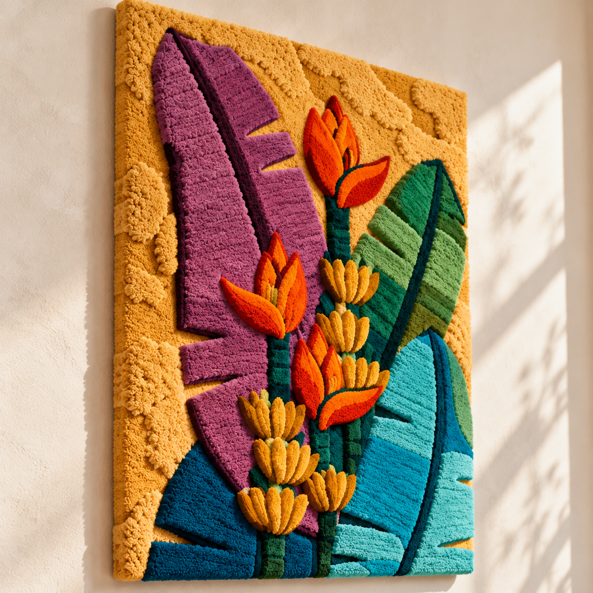 Tropical Torch Leaves by Hewn Earth Studio — angled relief view