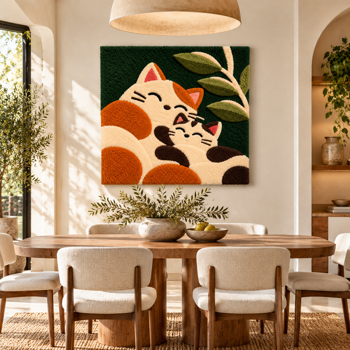 Two Cats Beneath Leaves by Hewn Earth Studio — room setting