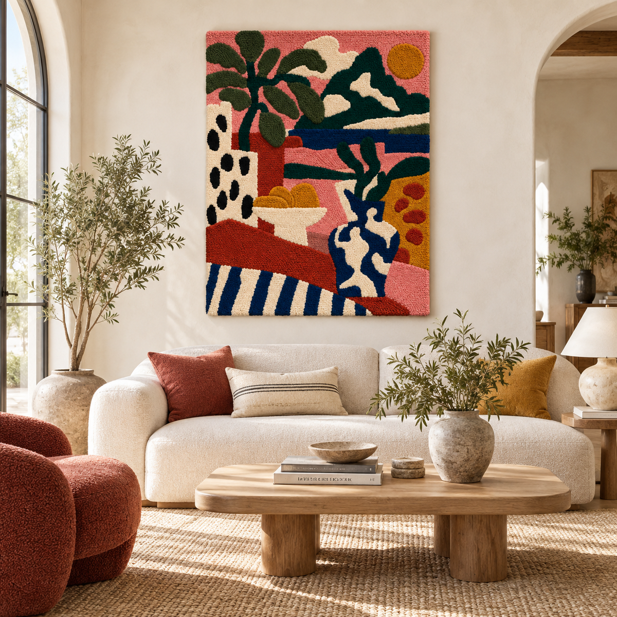 Vases on the Sunlit Terrace — front-facing room scene