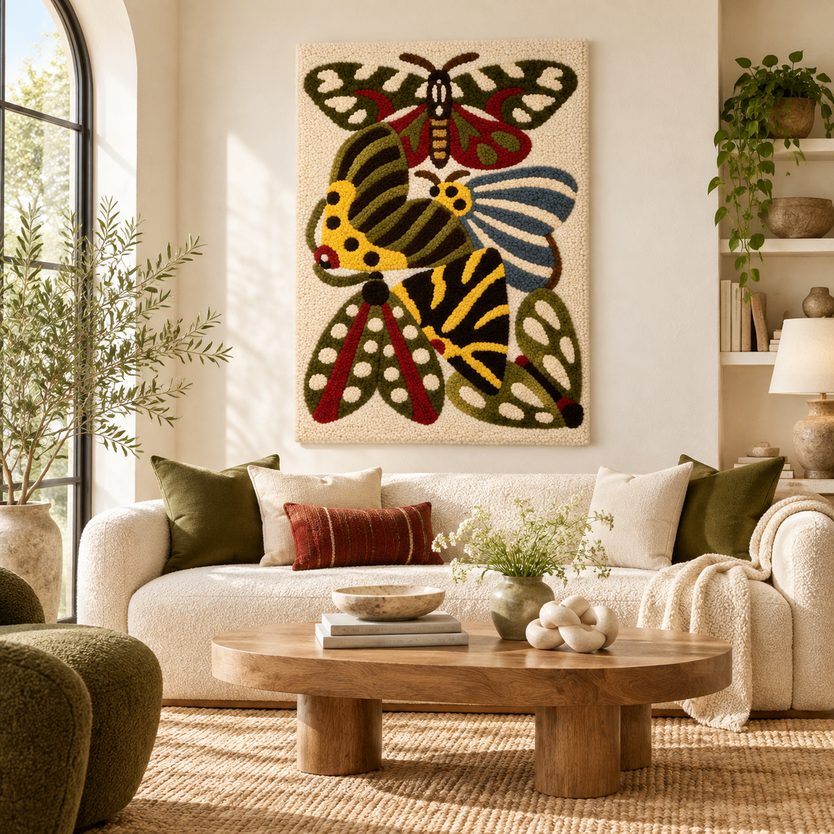 Hewn Earth Velvet Wings in the Undergrowth wall art featuring lush velvet textures and natural botanical design for indoor decor.