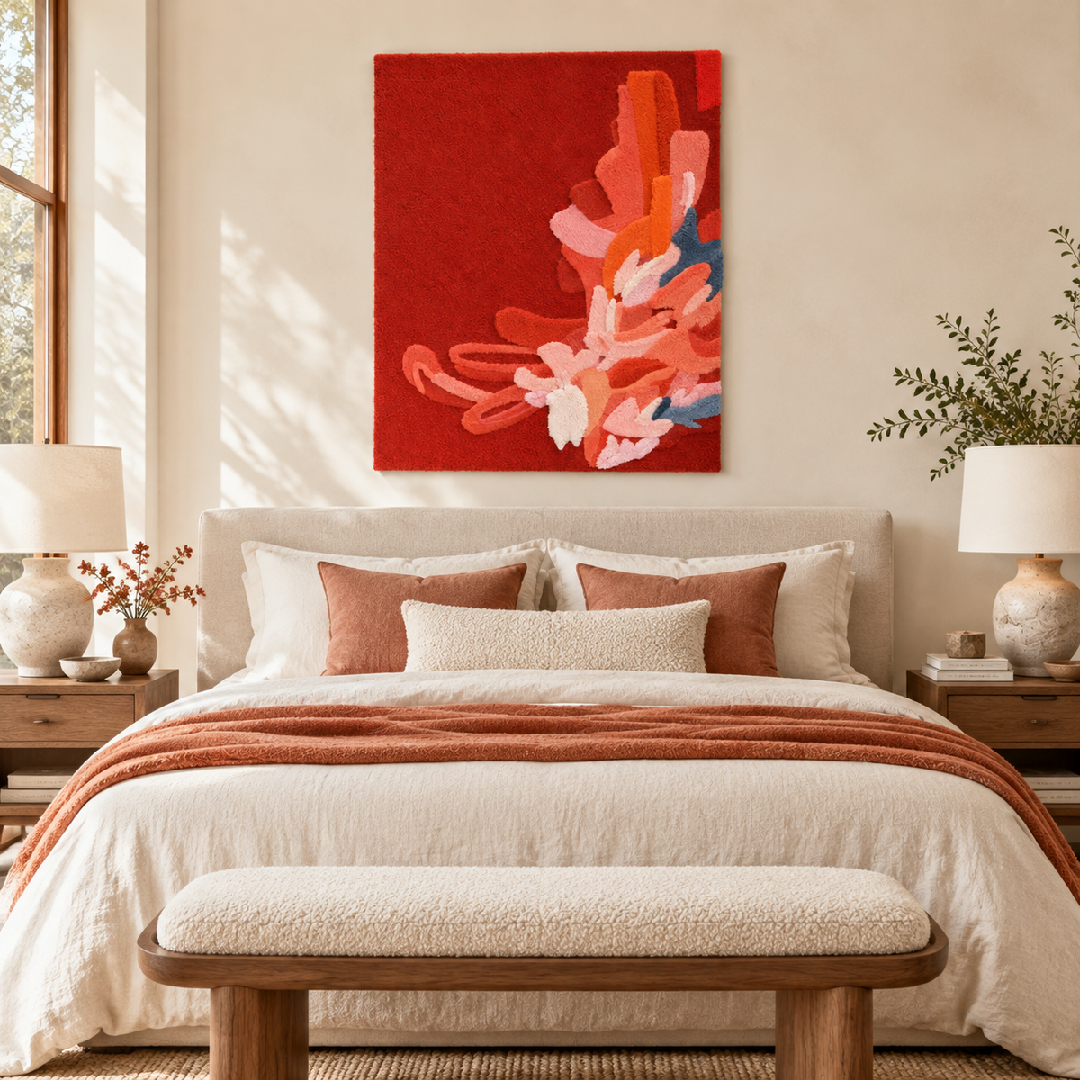 Vermilion Petal Cascade — room setting 1