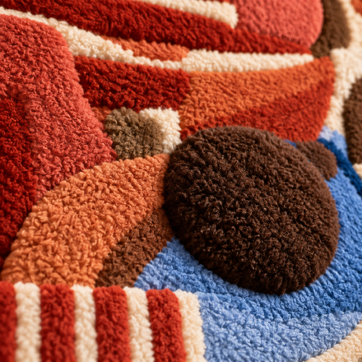 Vermilion Shape Study — tufted wool texture detail