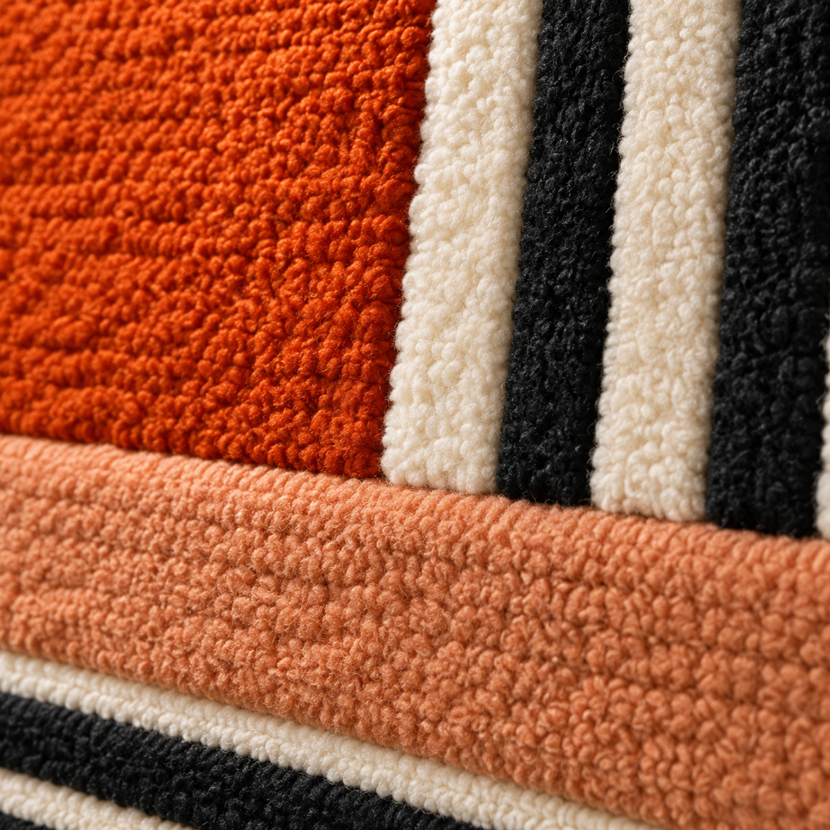 Vermilion Stripe Crossing — tufted wool texture detail