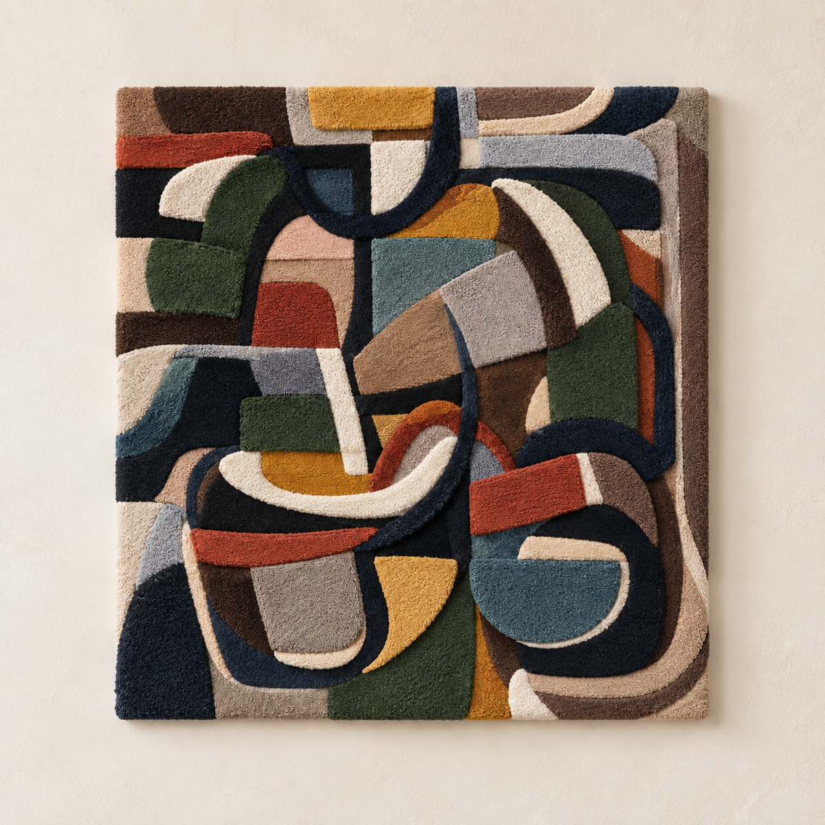 Hewn Earth wall art featuring vessels at the midnight table, with soft lighting highlighting the detailed ceramic designs.