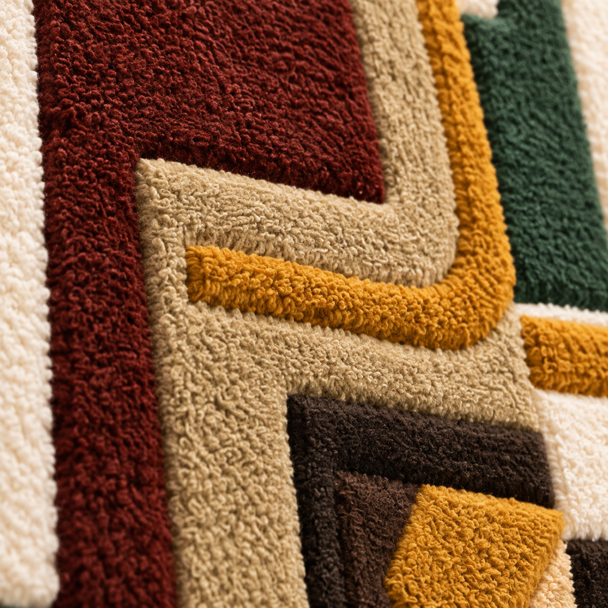 Walnut Labyrinth — tufted wool texture detail