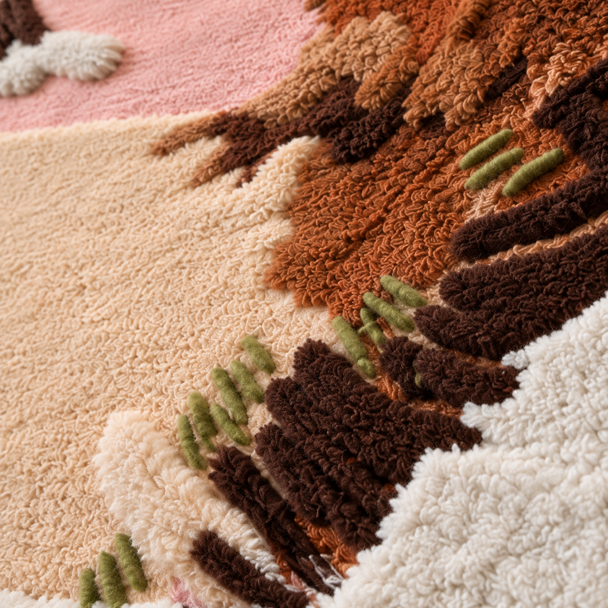 Walnut Whirlwind — tufted wool texture detail