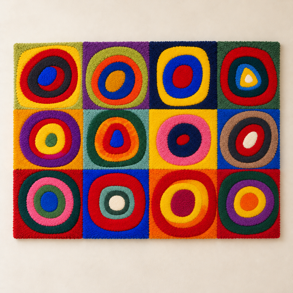 Color Study: Squares with Concentric Circles