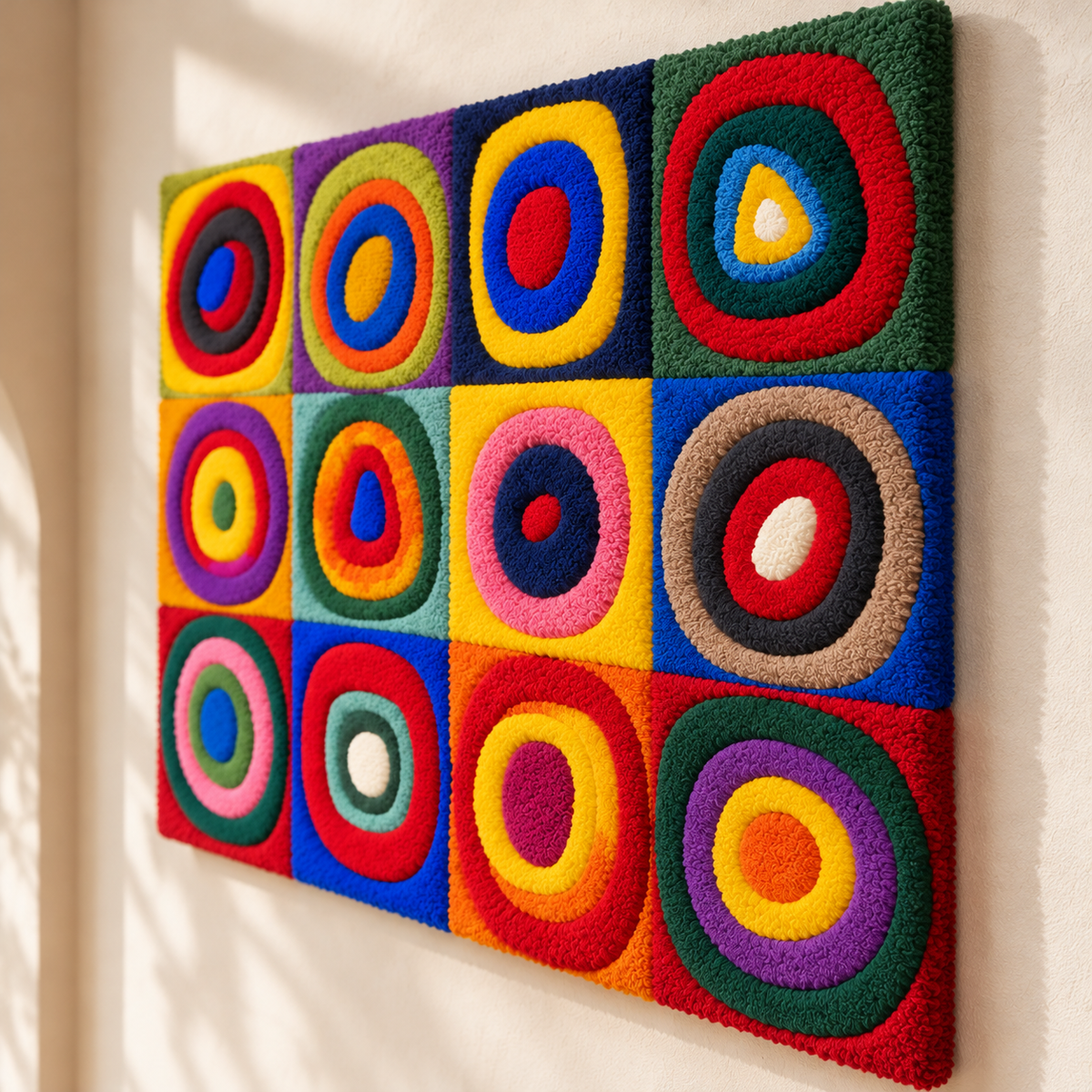 Color Study: Squares with Concentric Circles by Wassily Kandinsky — angled relief view