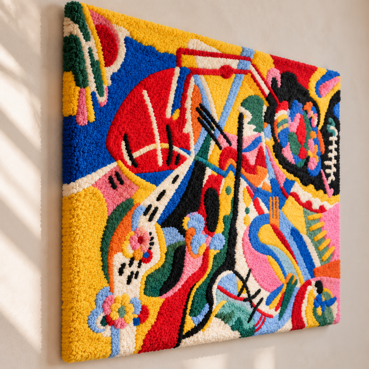 Painting with Red Spot by Wassily Kandinsky — angled relief view