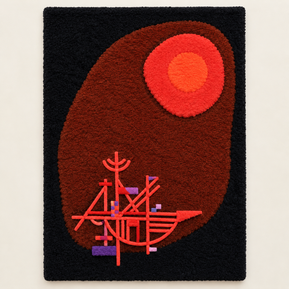 Red Sun and Ship