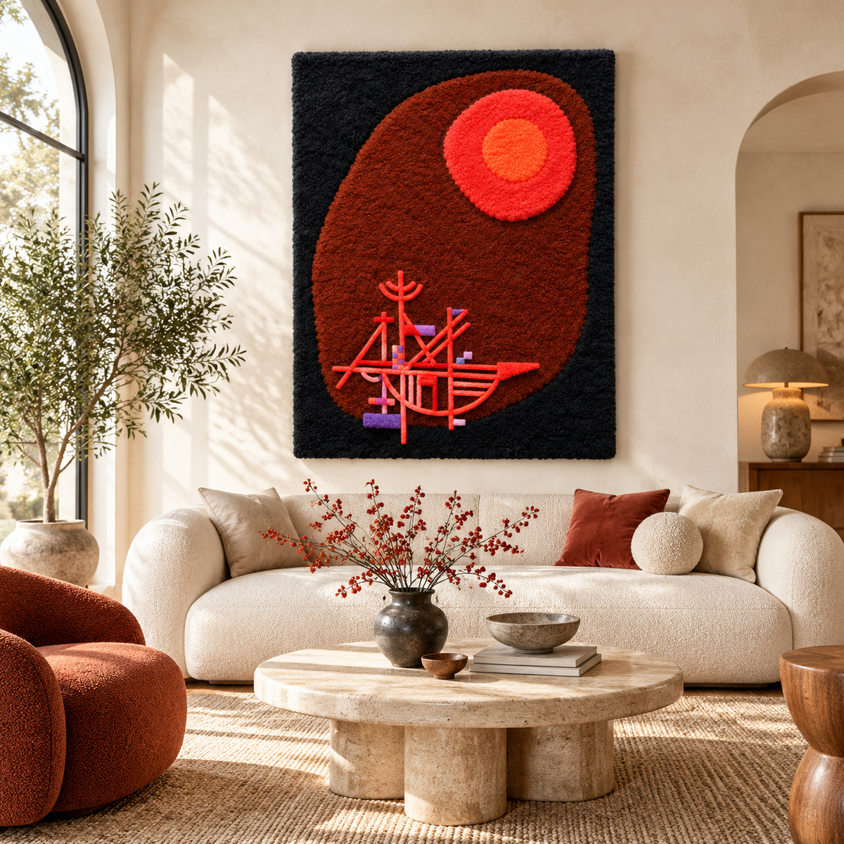 Red Sun and Ship by Wassily Kandinsky — room setting