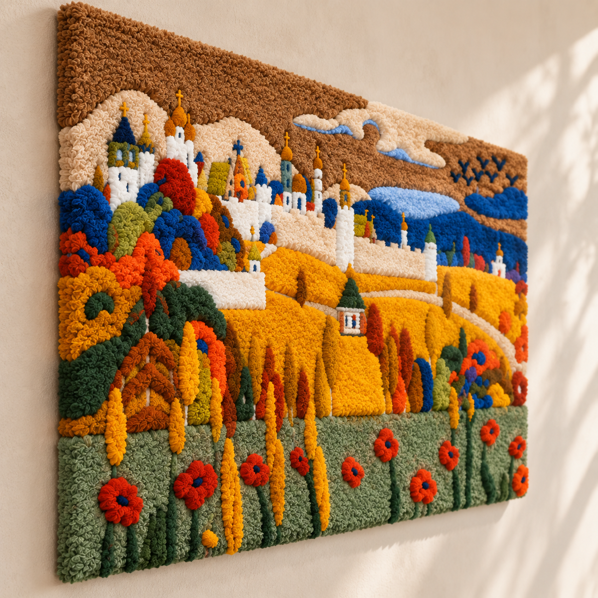 Walled City in Autumn Landscape by Wassily Kandinsky — angled relief view