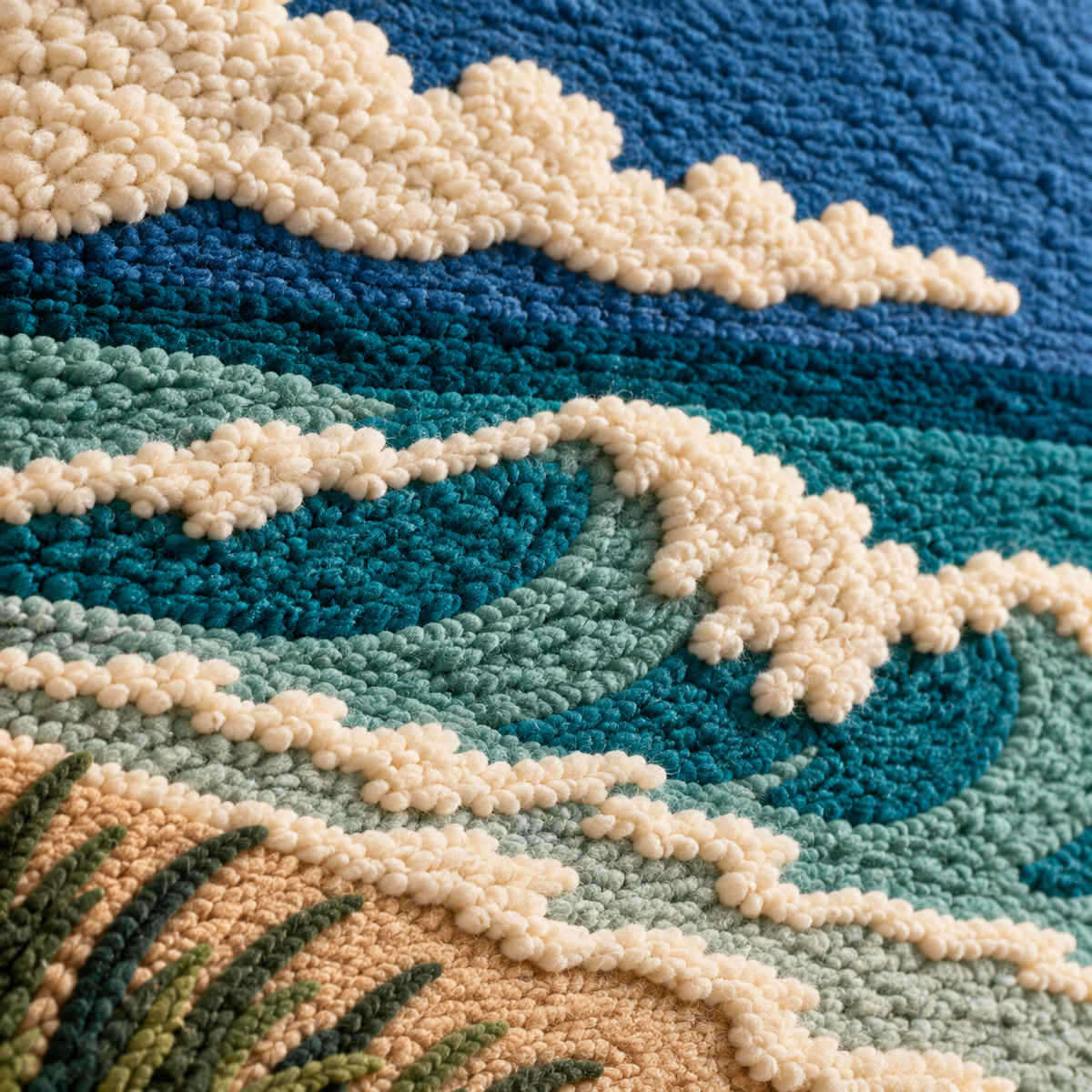 Whitecaps at Dune Point — tufted wool texture detail