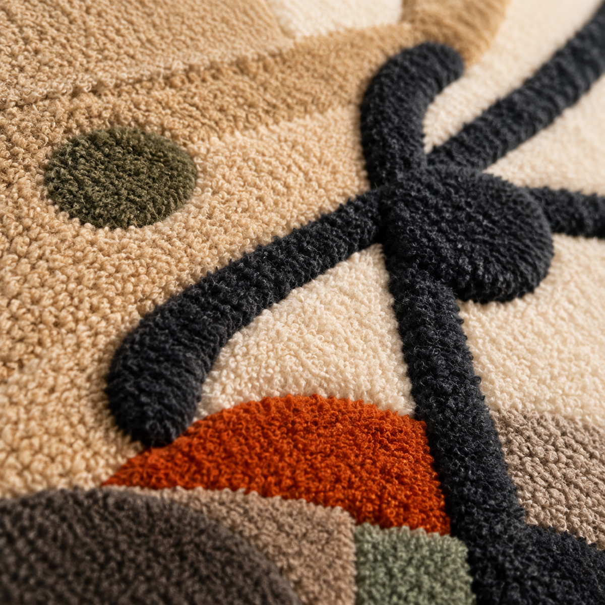Wildflower Ink on Sand — tufted wool texture detail