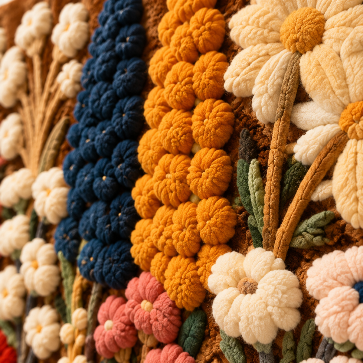 Wildflower Procession — tufted wool texture detail