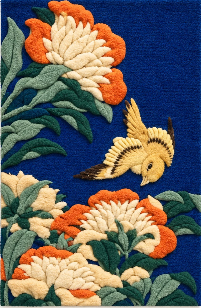 Wool artwork after Katsushika Hokusai